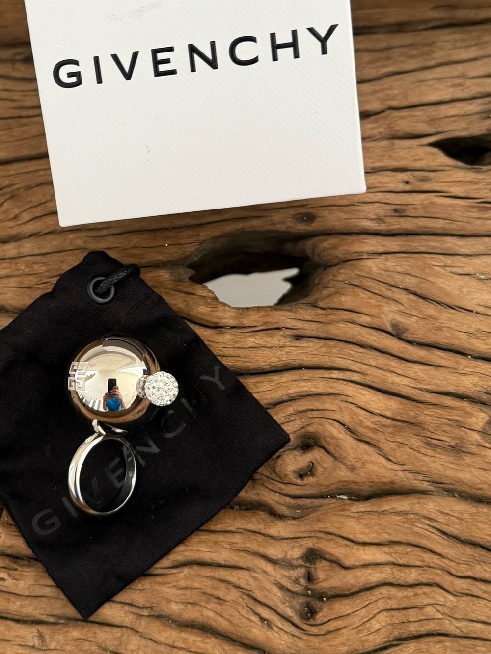 Givenchy Silver Double-Sphere Drop ring - Picture 9 of 9